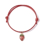 Fruit Alloy Enamel Charm Bracelets, Waxed Polyester Adjustable Bracelet
