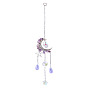 Moon & Star Alloy Hanging Ornaments, Natural Gemstone Chips and Glass Tassel Suncatchers
