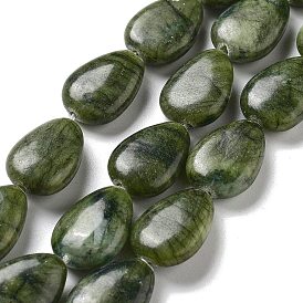 Natural Xinyi Jade/Chinese Southern Jade Beads Strands, Flat Teardrop