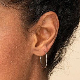 304 Stainless Steel Hoop Earrings for Women, Ring Shape, Mixed Size