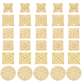 60 шт. 6 стили железные филигранные столярные изделия, гравированные металлические украшения, разнообразные