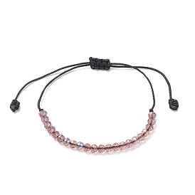Pulsera de cuentas trenzadas de vidrio transparente, pulsera ajustable para mujer
