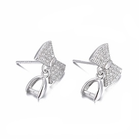 925 hallazgos de aretes de plata esterlina, con micro allanar zirconia cúbico, barra de enlaces y hielo pellizcar fianza, lazo, con 925 sello