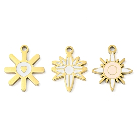 304 подвески из нержавеющей стали, с эмалью, золотые, талисман звезда/солнце