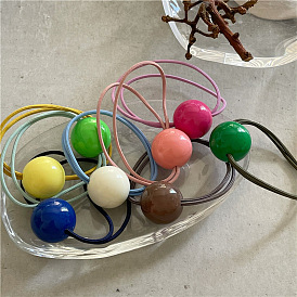 Colorful Ball Beaded Hair Tie for Ponytail - Double Layer Elastic Hairband, Summer.