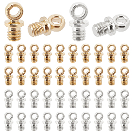 100Pcs 2 Colors Brass Cup Pearl Peg Bails Pin Pendants, For Half Drilled Beads, Long-Lasting Plated