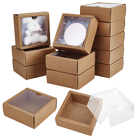 Складные квадратные подарочные коробки для хранения бумаги, бумажные упаковочные ящики, с видимым окном из ПВХ