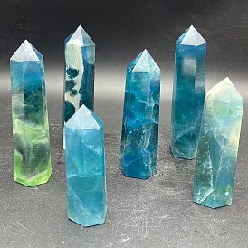 Tower Natural Fluorite Healing Stone Wands, Reiki Energy Balancing Witchcraft Meditation Therapy Decor, Hexagon Prism