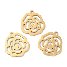 Ion Plating(IP) 316L Surgical Stainless Steel Pendants, Laser Cut, Rose Charm