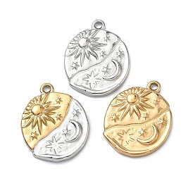 304 подвески из нержавеющей стали, плоская круглая подвеска в виде солнца, луны и звезды
