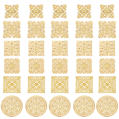 60 шт. 6 стили железные филигранные столярные изделия, гравированные металлические украшения, разнообразные