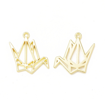 Rack Plating Alloy Paper Crane Open Back Bezel Pendants, For DIY UV Resin, Epoxy Resin, Pressed Flower Jewelry,  Cadmium Free & Nickel Free & Lead Free