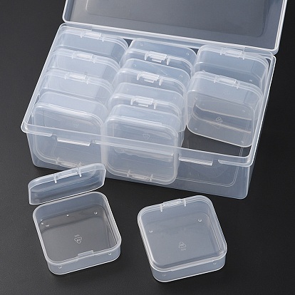 12Pcs Square Plastic Organizer Beads Storage Containers