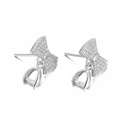 925 hallazgos de aretes de plata esterlina, con micro allanar zirconia cúbico, barra de enlaces y hielo pellizcar fianza, lazo, con 925 sello