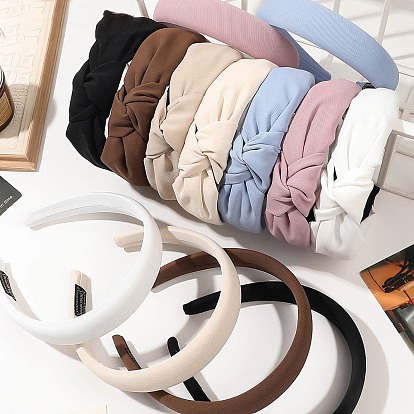 Однотонные тканевые ленты для волос с узлами, головной убор с широкими краями, праздничные аксессуары для волос для женщин и девочек