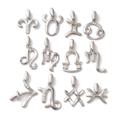 925 подвески из стерлингового серебра с прозрачным микропаве и цирконием, чары созвездий, платина, родий, с печатью 925