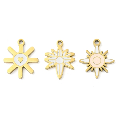 304 подвески из нержавеющей стали, с эмалью, золотые, талисман звезда/солнце