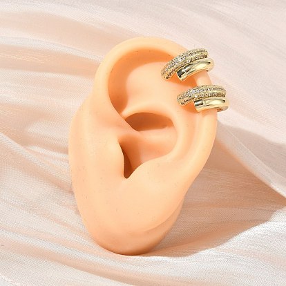 Boucles d'oreilles manchette en laiton zircon cubique transparent, plaqué longue durée, crémaillère plaquage, sans plomb et sans cadmium