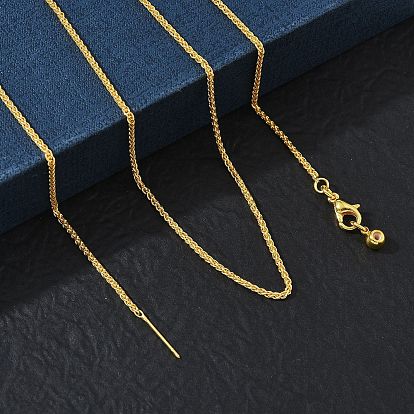 Brass Wheat Chain Adjustable Slider Necklaces for Women, Long-Lasting Plated