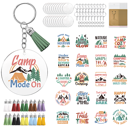 Сделай сам наборы для ключей, включая наклейки из ПВХ, брелки для ключей из крафт-бумаги, железные брелоки и кисточки