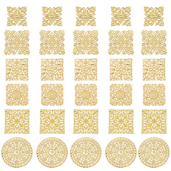 60 шт. 6 стили железные филигранные столярные изделия, гравированные металлические украшения, разнообразные