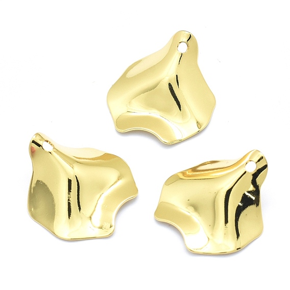 Brass Pendants, Lead Free & Cadmium Free & Nickel Free, Petal Shape, Real 18K Gold Plated