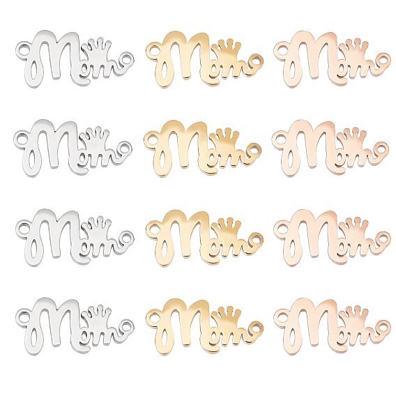 12 шт. 3 цвета 304 подвески из нержавеющей стали, слово мама и корона