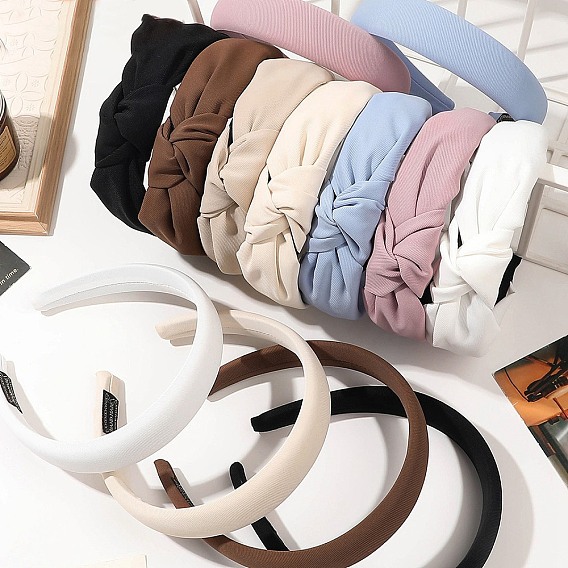 Однотонные тканевые ленты для волос с узлами, головной убор с широкими краями, праздничные аксессуары для волос для женщин и девочек