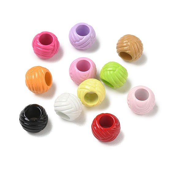 Baking Paint Opaque Acrylic European Beads, Large Hole Beads, Rondelle, Imitation Ball of Yarn