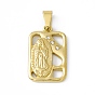 Pendentifs en acier inoxydable, avec strass cristal, rectangle avec vierge marie