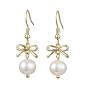 Серьги с подвесками из сплава с бантом, серьги-капли из натурального культивированного пресноводного жемчуга