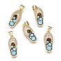 Brass Micro Pave Clear Cubic Zirconia Pendants, Cadmium Free & Lead Free, Long-Lasting Plated, with Black Enamel, Shoes