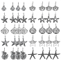 40Pcs 10 Style Tibetan Style Alloy Pendants, Ocean Themed Pattern