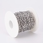 304 Stainless Steel Cable Chains, Unwelded, with Spool, Flat Oval