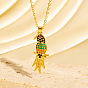 Brass Micro ave Cubic Zirconia Bird Pendant Necklaces