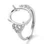 Adjustable 925 Sterling Silver 4 Prongs Ring Settings,with Cubic Zirconia