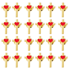 24 шт. крест с сердцем из сплава эмали на лацкан для рюкзака и одежды