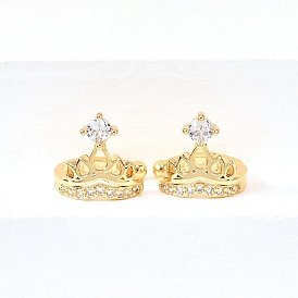 Латунные серьги-манжеты из прозрачного кубического циркония, корона