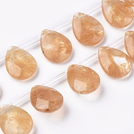 Watermelon Stone Glass Beads Strands, Top Drilled Beads, Faceted, Teardrop