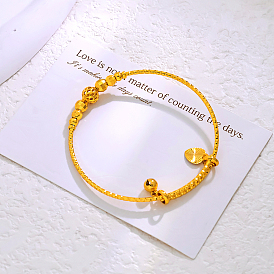 Браслеты с подвесками из латуни для женщин, круглый и сердце