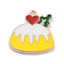 Light Gold Plated Alloy Enamel Pendants, Cadmium Free & Lead Free, Cake Charm