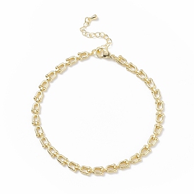 Brass Initial Letter U Link Chain Anklet for Women