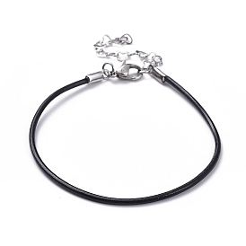Toma de pulsera de cordón de cuero de vaca, con 304 fornituras de acero inoxidable