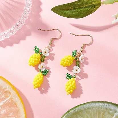 304 серьги-подвески из нержавеющей стали и стекла в форме лимона, cmолой