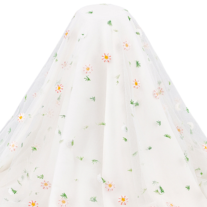 Кружевная ткань из полиэфирного тюля с вышитым узором в виде ромашек, аксессуары для одежды