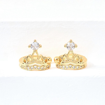 Латунные серьги-манжеты из прозрачного кубического циркония, корона