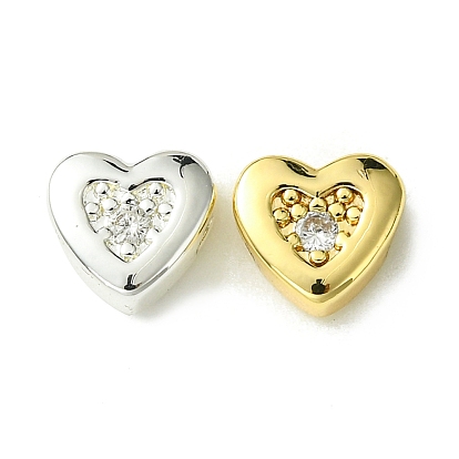 Латунные микро проложить кубического циркония бусы, без кадмия, без никеля и без свинца, сердце
