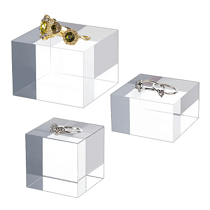 3шт 3 стили квадратные прозрачные акриловые подставки для ювелирных изделий, для мелких украшений, косметический показ