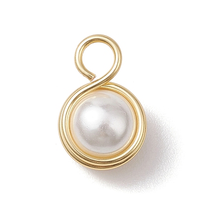 Подвески из круглой медной проволоки с ракушками и жемчугом, белые