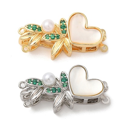 Латунные микро проложить кубического циркония ящик с застежками, без кадмия, без никеля и без свинца, с ракушкой и имитацией жемчуга из АБС-пластика, долговечный, 2 нитей, 4-луночное